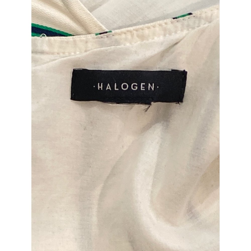 Halogen Draped Faux Wrap Striped Green White Dress L Green White Lined - Picture 9 of 16